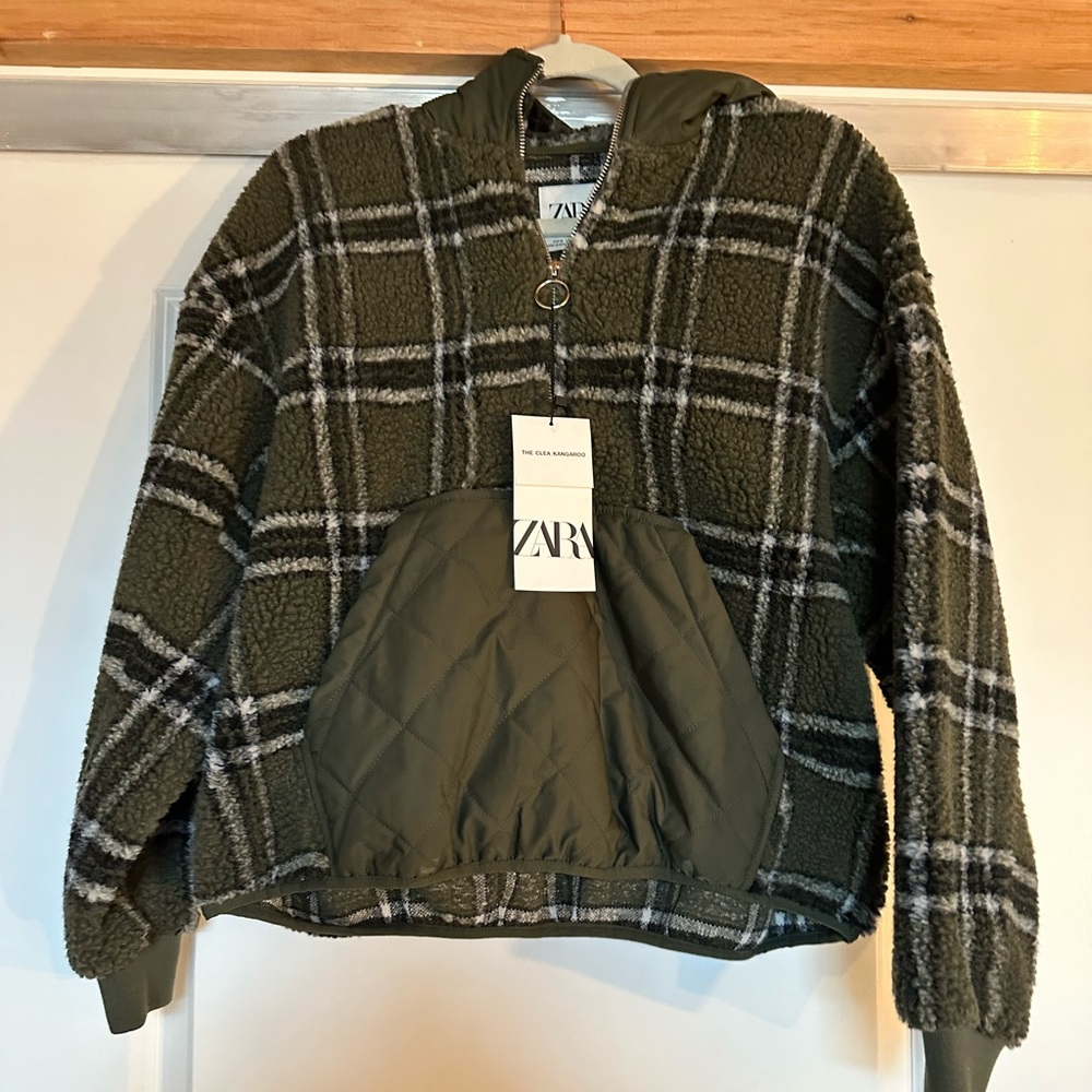 Zara green plaid hoodie